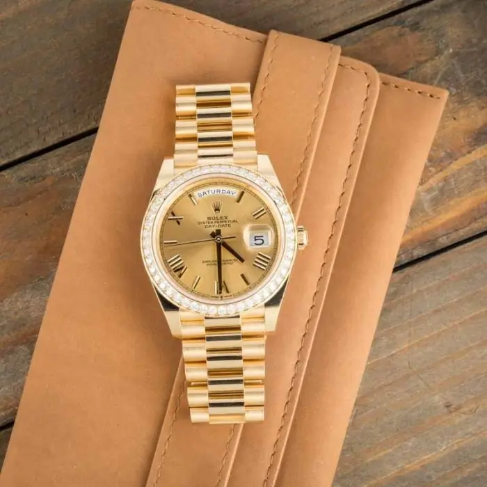 Cheapest Supreme Rolex Day-Date 40 Yellow Gold Diamond Bezel - Image 6