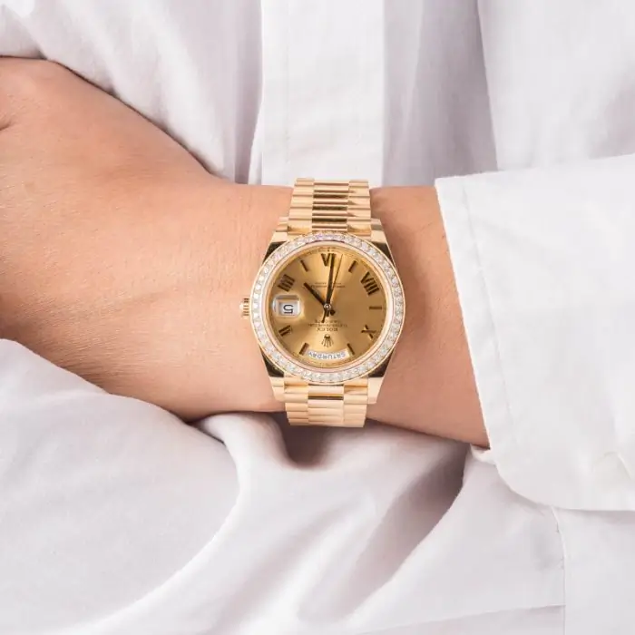Cheapest Supreme Rolex Day-Date 40 Yellow Gold Diamond Bezel - Image 5