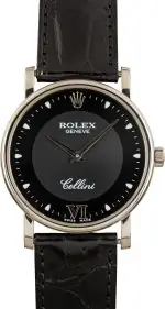Cheapest Rolex Cellini 5115 White Gold Black Dial 32MM