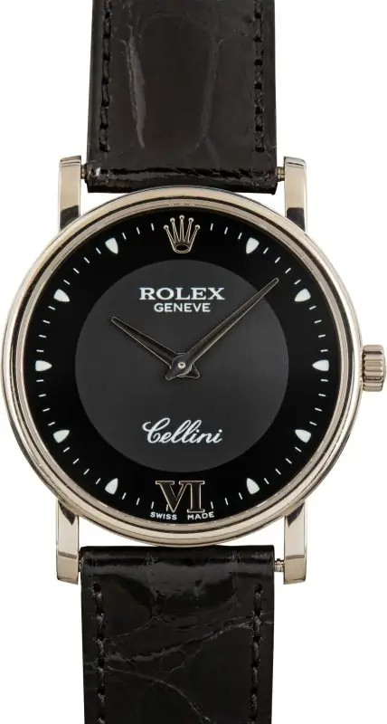 Cheapest Rolex Cellini 5115 White Gold Black Dial 32MM