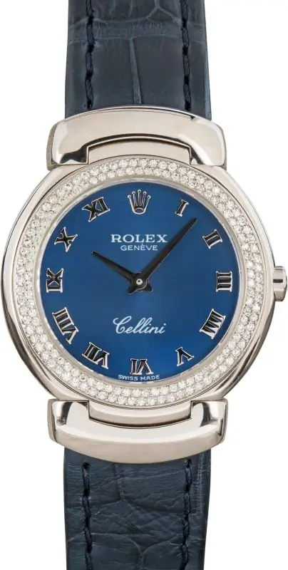 Clean Factory Supreme Rolex Cellini 6671 White Gold Blue Dial