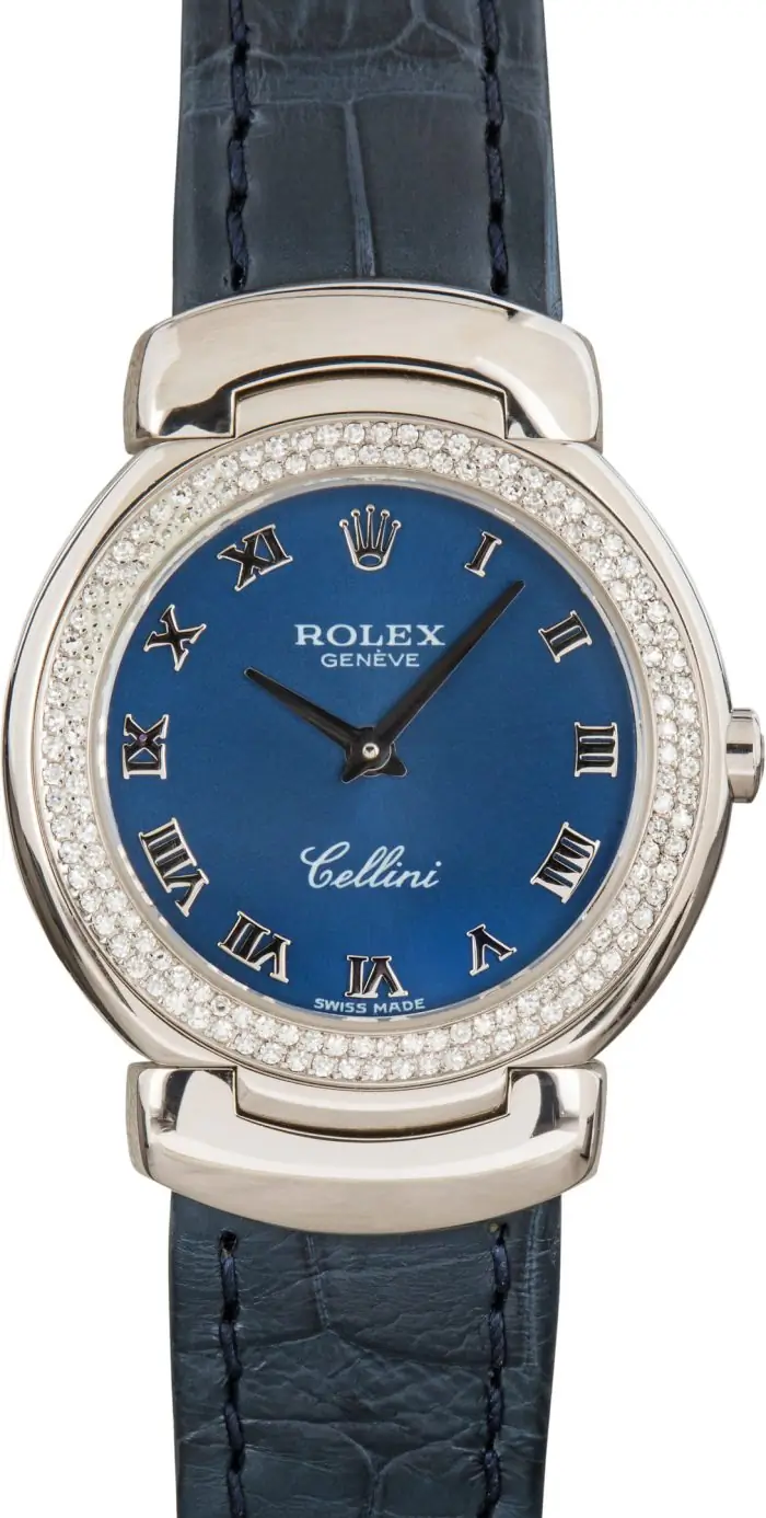 Clean Factory Supreme Rolex Cellini 6671 White Gold Blue Dial - Image 2