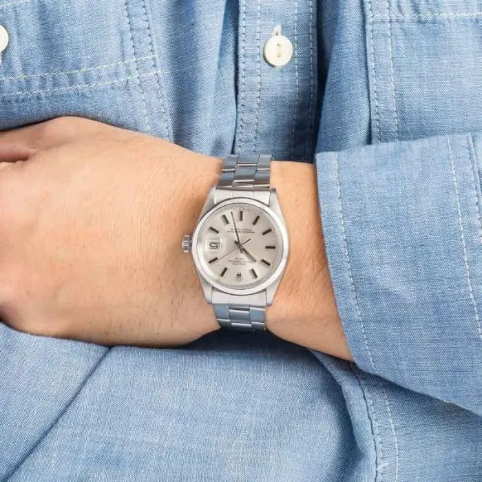 Clean Factory Supreme Rolex Date 1500 Silver Index 34mm - Image 5