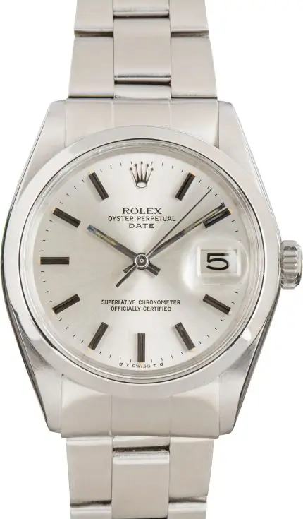 Clean Factory Supreme Rolex Date 1500 Silver Index 34mm