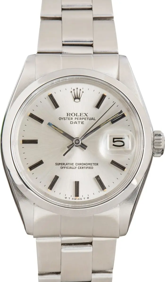 Clean Factory Supreme Rolex Date 1500 Silver Index 34mm - Image 2