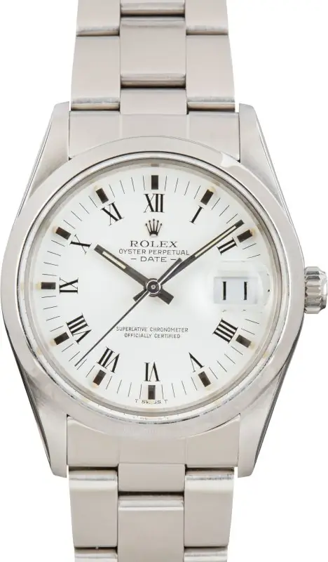 Cheapest Rolex Date 15000 34mm White Roman Dial 1981