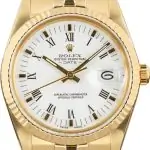 Clean Factory Supreme Rolex Date 15037 White Roman Dial
