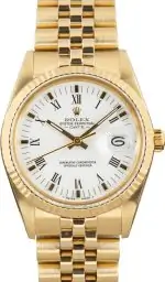 Clean Factory Supreme Rolex Date 15037 White Roman Dial