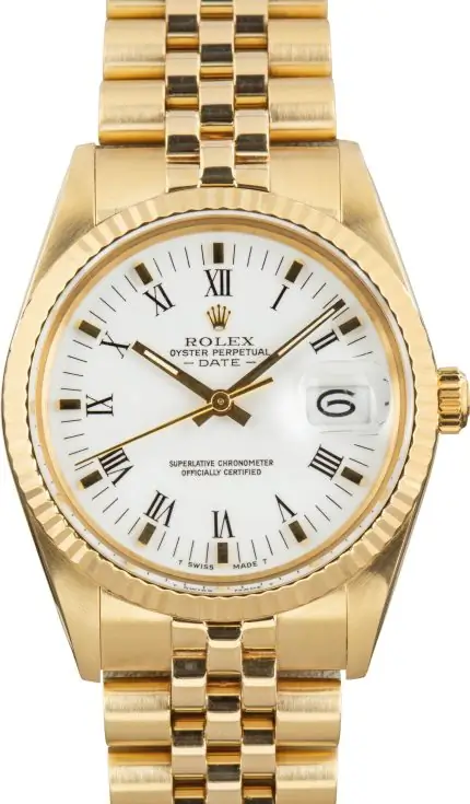 Clean Factory Supreme Rolex Date 15037 White Roman Dial