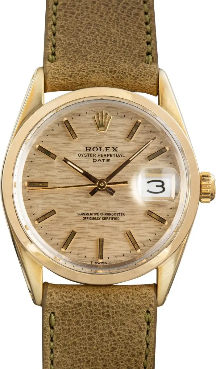 Cheapest Rolex 1550 Champagne Linen Dial 34mm Vintage Watch - Image 2