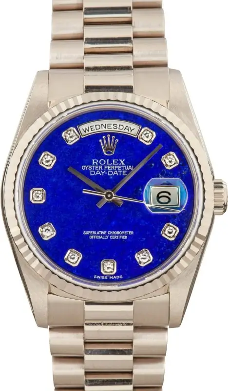 Cheapest Supreme Rolex Day-Date 18239 Lapis Diamond White Gold