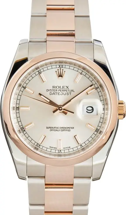 Cheapest Rolex Datejust 116201 Silver Dial 36mm Steel Rose Gold