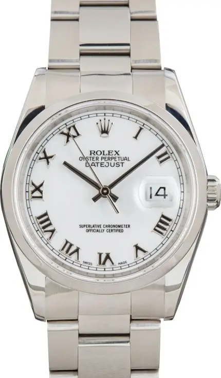 Clean Factory Supreme Rolex Datejust 36 16200 White Roman Dial