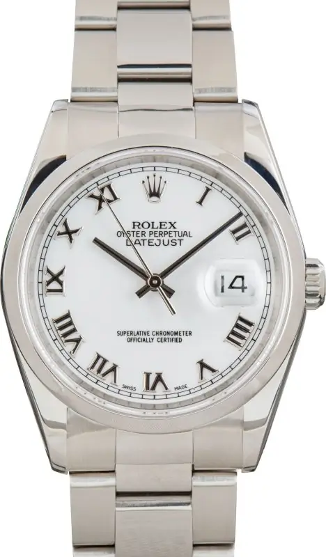 Clean Factory Supreme Rolex Datejust 36 16200 White Roman Dial