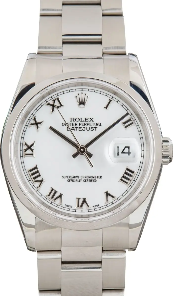 Clean Factory Supreme Rolex Datejust 36 16200 White Roman Dial - Image 2