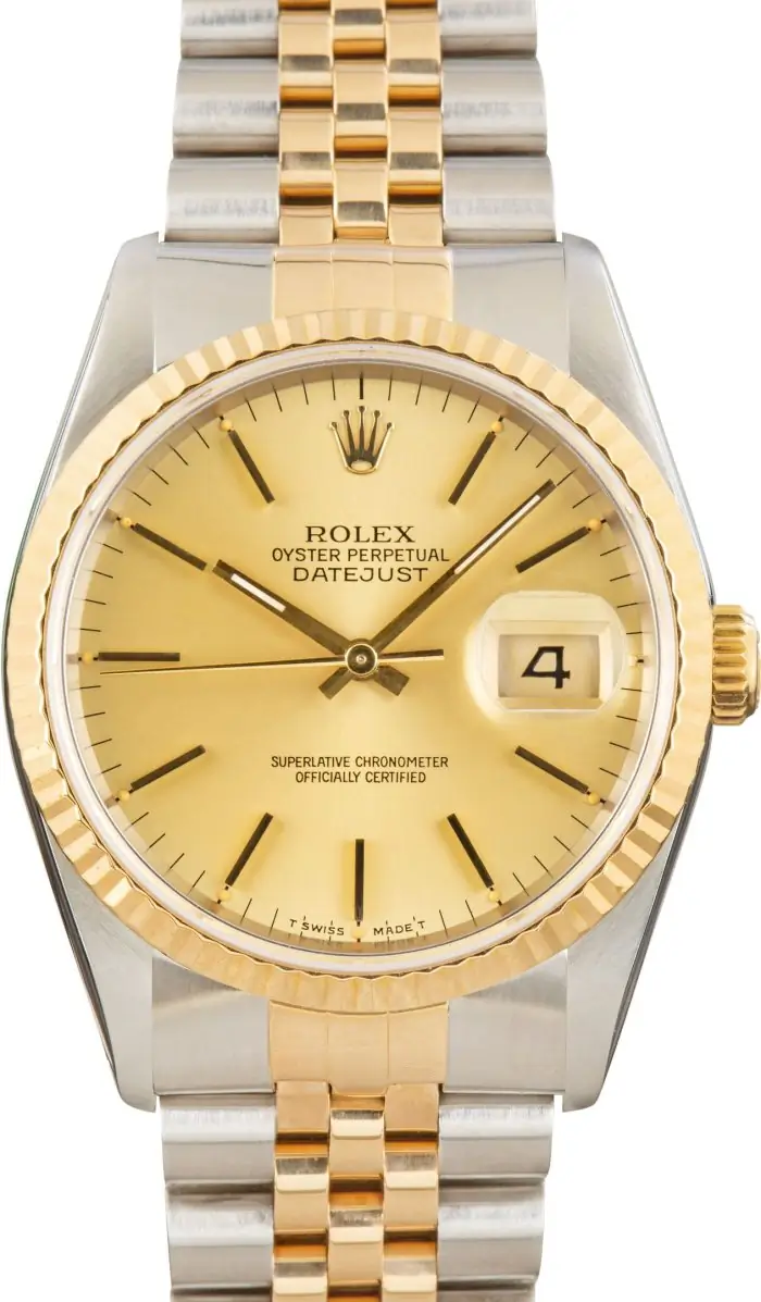 Cheapest Supreme Rolex Datejust 16233 Champagne 36mm Steel Gold - Image 2