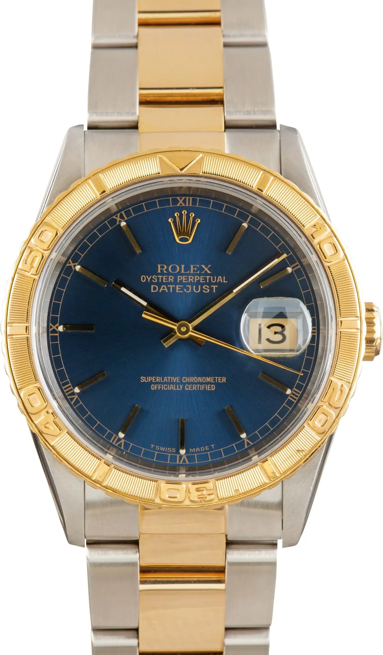 zUsed-Rolex-Datejust-36-16263-SKU183165 Cheapest Rolex Thunderbird Datejust 16263 Two-Tone Blue Dial - Image 1