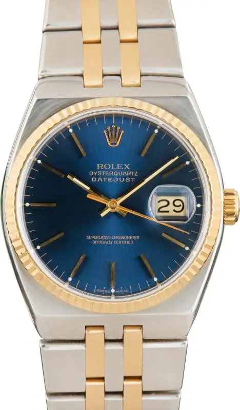 Cheapest Rolex OysterQuartz 17013 Blue Dial 36mm Steel Gold