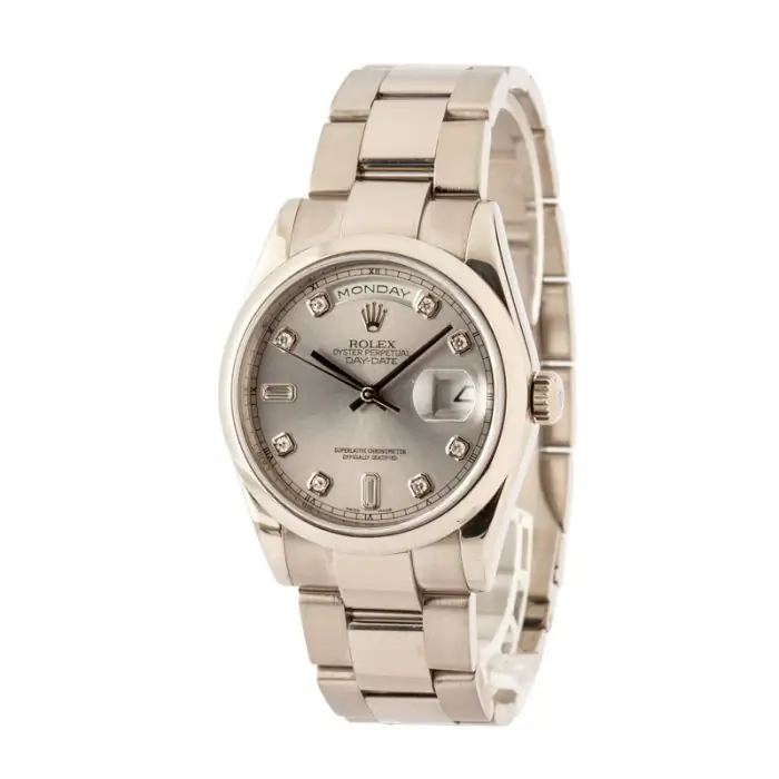 Supreme Rolex Day-Date 36 White Gold 118209 Silver Diamond Dial - Image 3
