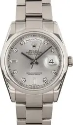 Supreme Rolex Day-Date 36 White Gold 118209 Silver Diamond Dial