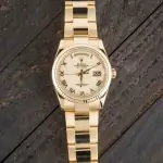 Cheapest Rolex Day-Date 36 Yellow Gold Ivory Roman Dial 2000 - Image 5