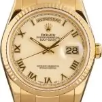 Cheapest Rolex Day-Date 36 Yellow Gold Ivory Roman Dial 2000