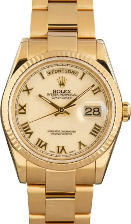 Cheapest Rolex Day-Date 36 Yellow Gold Ivory Roman Dial 2000