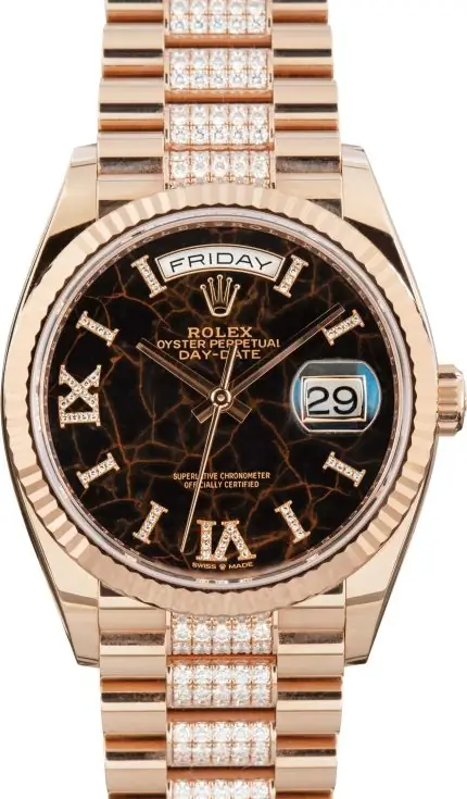 Clean Factory Supreme Rolex Day-Date 36 Rose Gold Diamond Dial