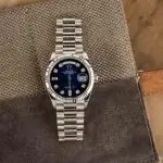 Cheapest Supreme Rolex Day-Date 36mm White Gold Blue Diamond Dial - Image 6