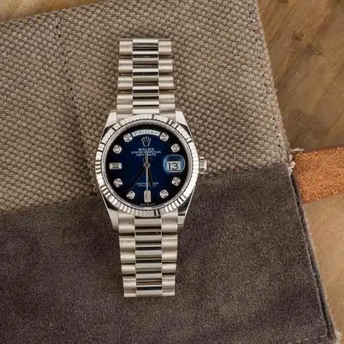 Cheapest Supreme Rolex Day-Date 36mm White Gold Blue Diamond Dial - Image 6