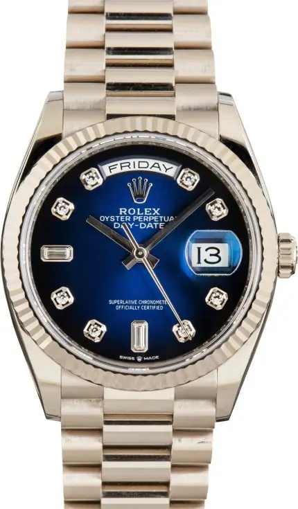 Cheapest Supreme Rolex Day-Date 36mm White Gold Blue Diamond Dial