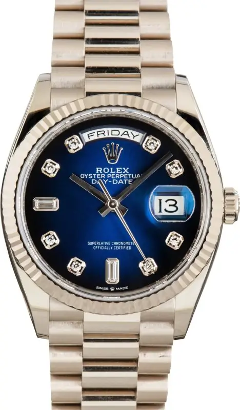 Cheapest Supreme Rolex Day-Date 36mm White Gold Blue Diamond Dial