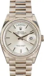Clean Factory Supreme Rolex Day-Date 36 White Gold Silver Dial
