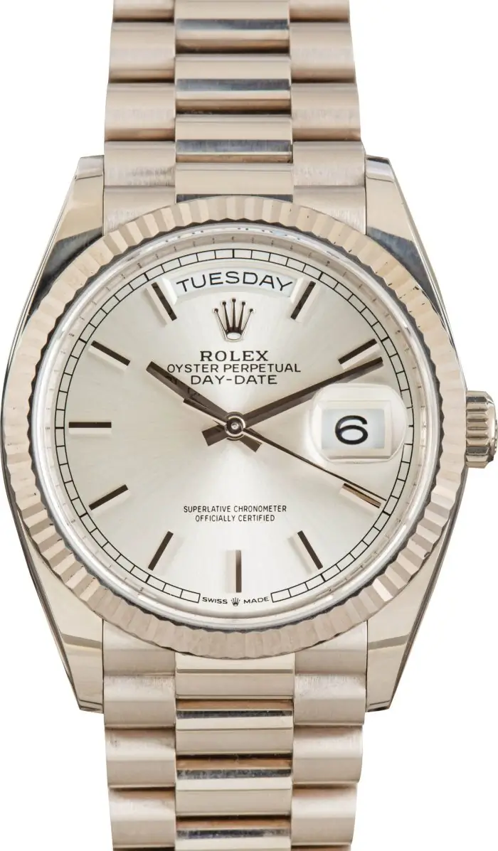 Clean Factory Supreme Rolex Day-Date 36 White Gold Silver Dial - Image 2