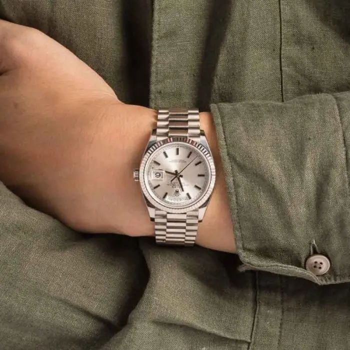 Clean Factory Supreme Rolex Day-Date 36 White Gold Silver Dial - Image 6