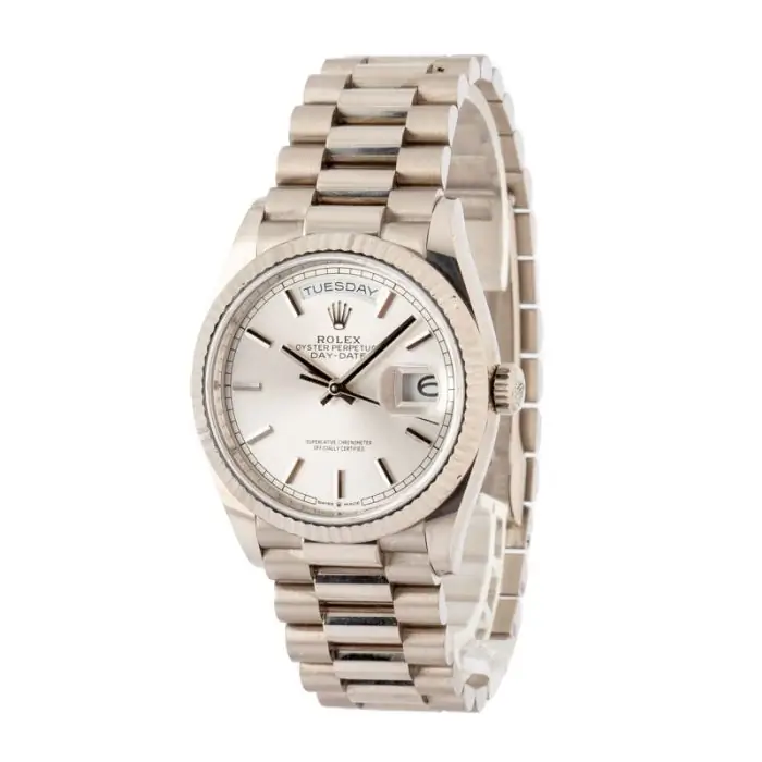 Clean Factory Supreme Rolex Day-Date 36 White Gold Silver Dial - Image 3