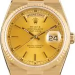 Vintage Rolex Day-Date 36 OysterQuartz 19018 Yellow Gold Luxury