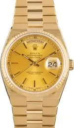 Vintage Rolex Day-Date 36 OysterQuartz 19018 Yellow Gold Luxury