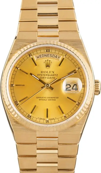 Vintage Rolex Day-Date 36 OysterQuartz 19018 Yellow Gold Luxury