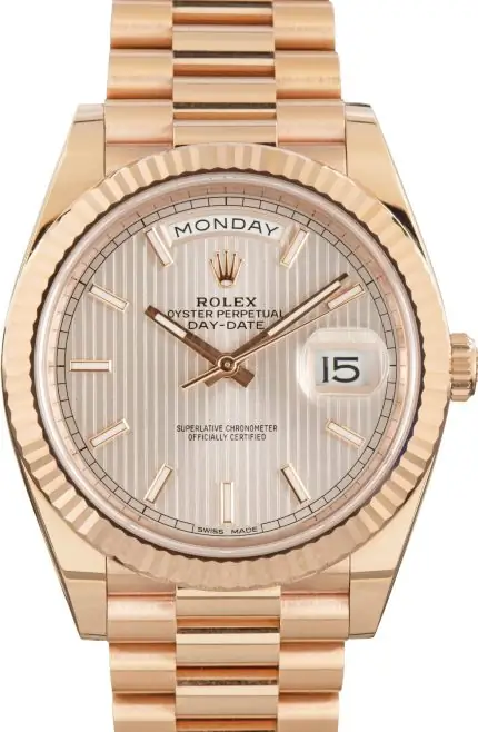 Clean Factory Supreme Rolex Day-Date 40 Rose Gold Tapestry Dial