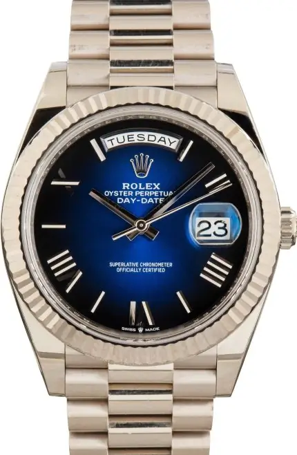 Cheapest Rolex Day-Date 40 President White Gold Blue Dial 228239
