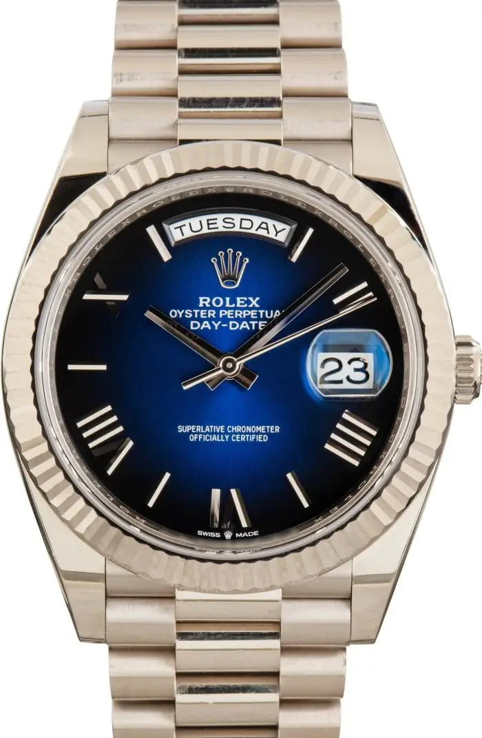 Cheapest Rolex Day-Date 40 President White Gold Blue Dial 228239 - Image 2