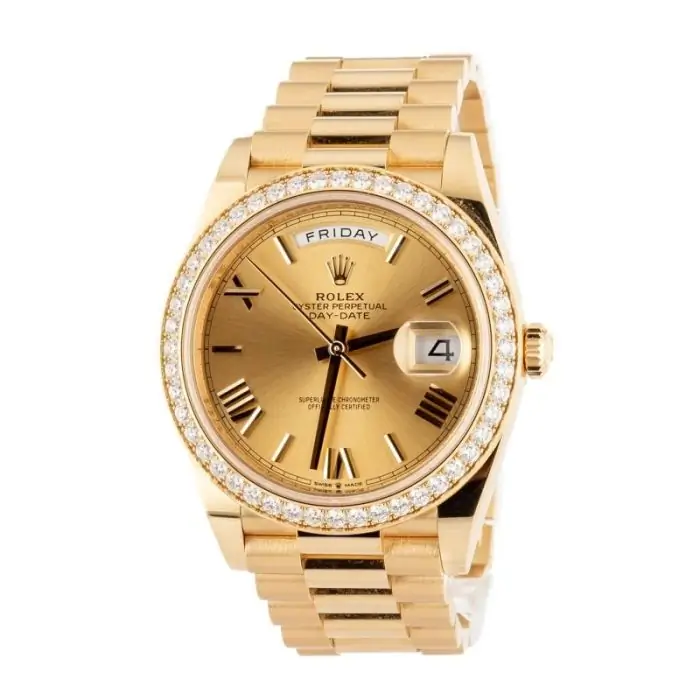 Cheapest Supreme Rolex Day-Date 40 Yellow Gold Diamond Bezel - Image 3