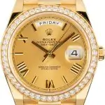 Cheapest Supreme Rolex Day-Date 40 Yellow Gold Diamond Bezel