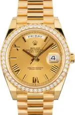 Cheapest Supreme Rolex Day-Date 40 Yellow Gold Diamond Bezel