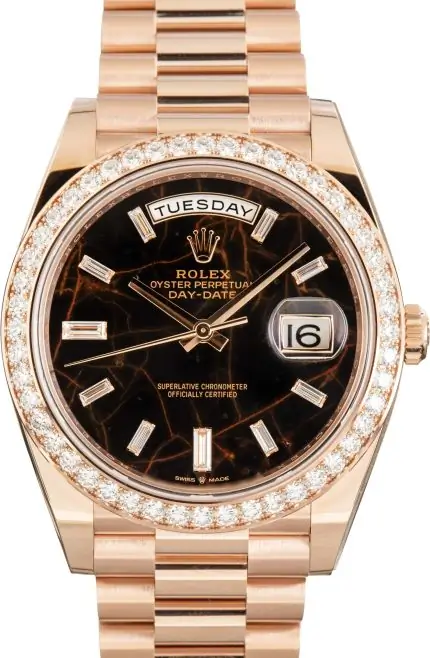 Clean Factory Supreme Rolex Day-Date 40 Rose Gold Diamond Clone