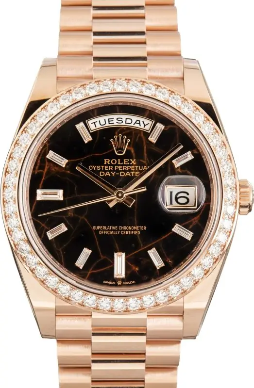 Clean Factory Supreme Rolex Day-Date 40 Rose Gold Diamond Clone