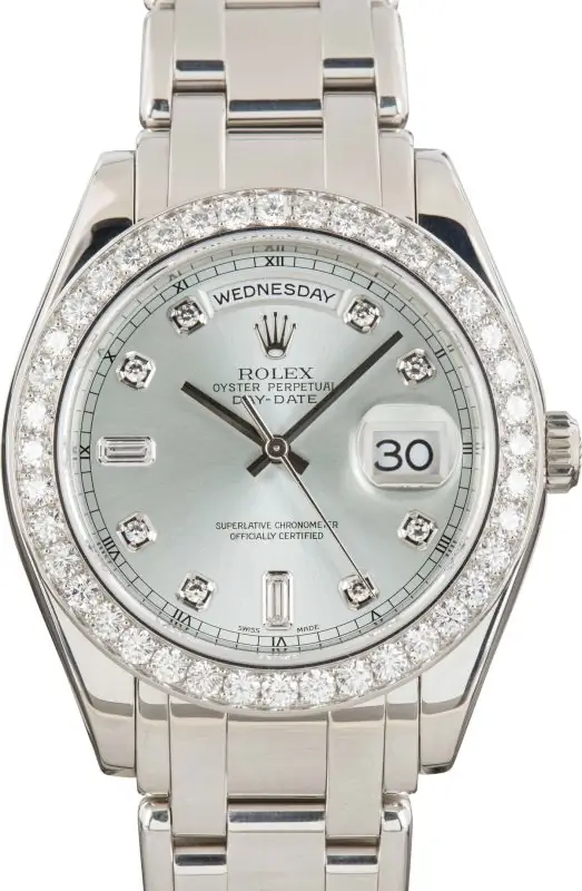 Clean Factory Supreme Rolex Day-Date Platinum Ice Blue Diamond
