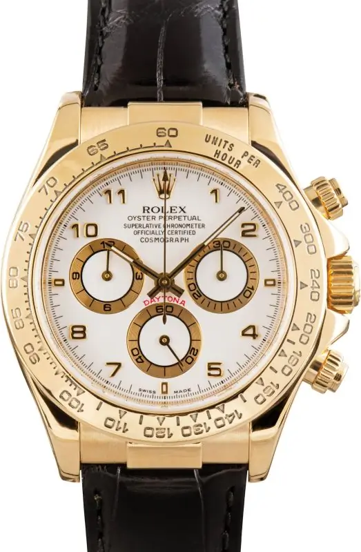 Cheapest Rolex Daytona 116518 White Arabic Gold Watch