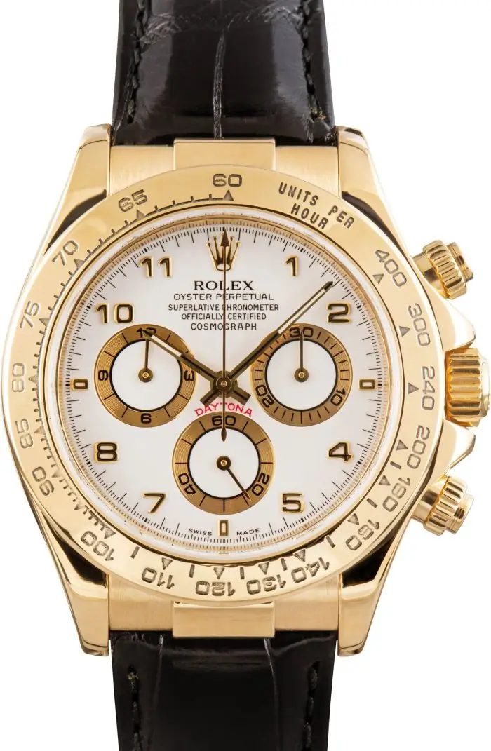 Cheapest Rolex Daytona 116518 White Arabic Gold Watch - Image 2